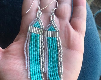 Silver, and Turquoise beaded dangles