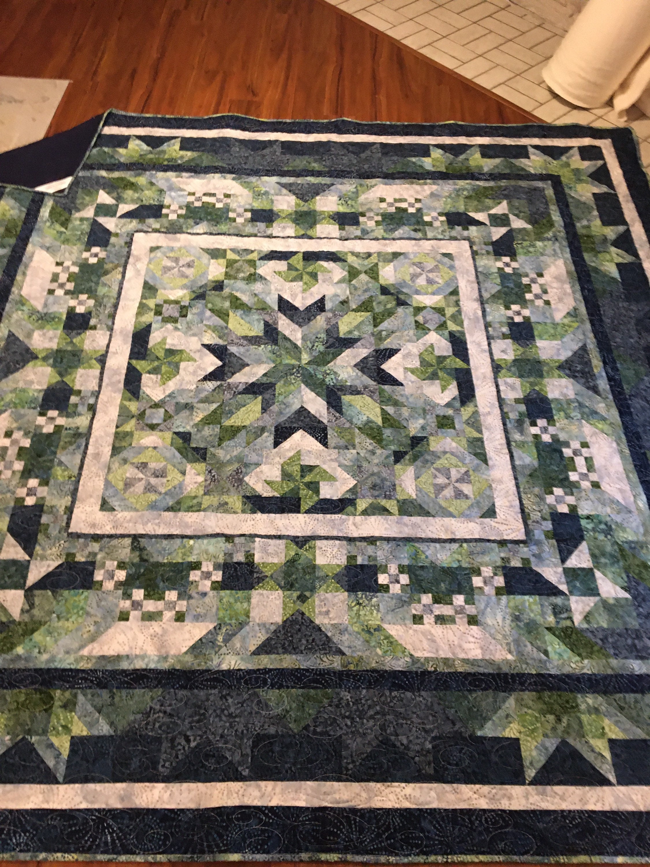 King size “Lakeside” batik Quilt Made in USA