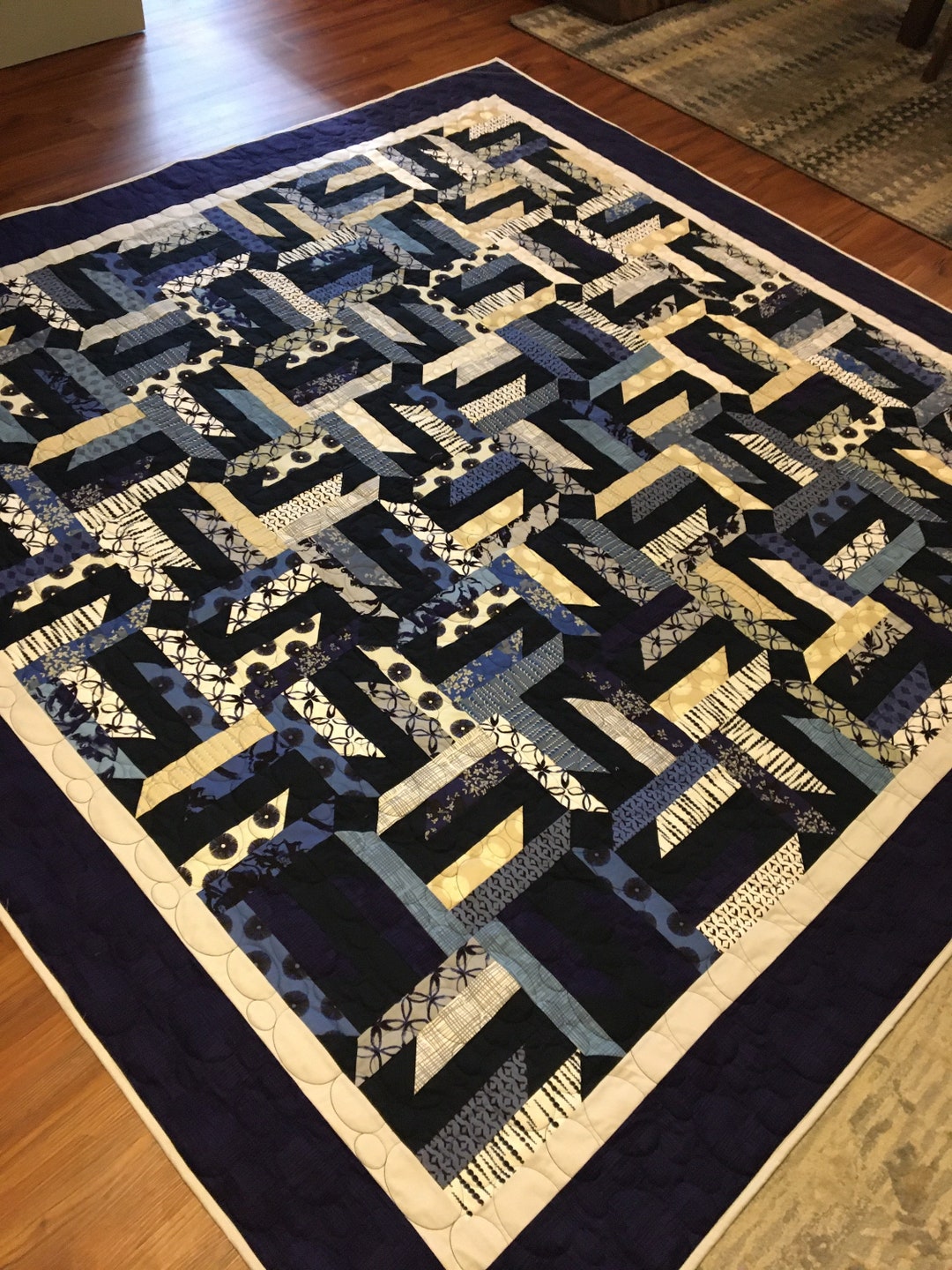 Spangled Blue and White Quilt Made in USA Etsy