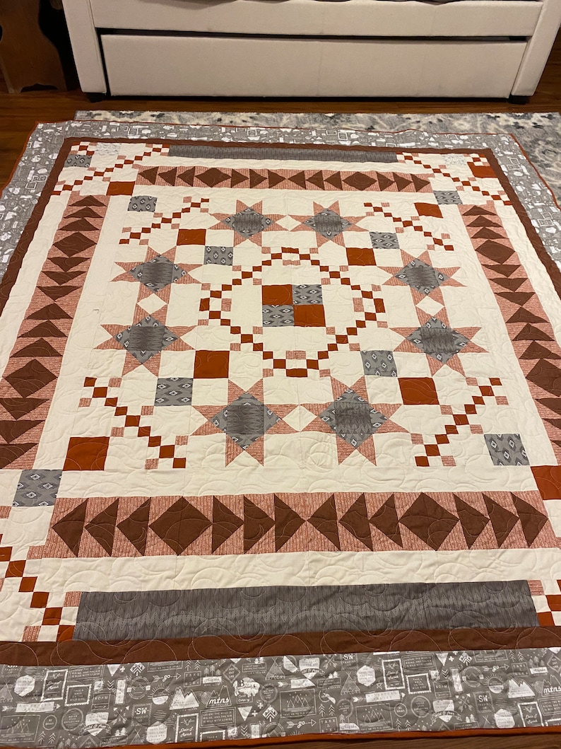 Rust Quilts Queen Smoke and Rust Quilt - Etsy
