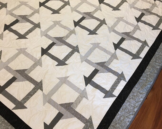 Monochrome Grays Queen Quilt Made in USA