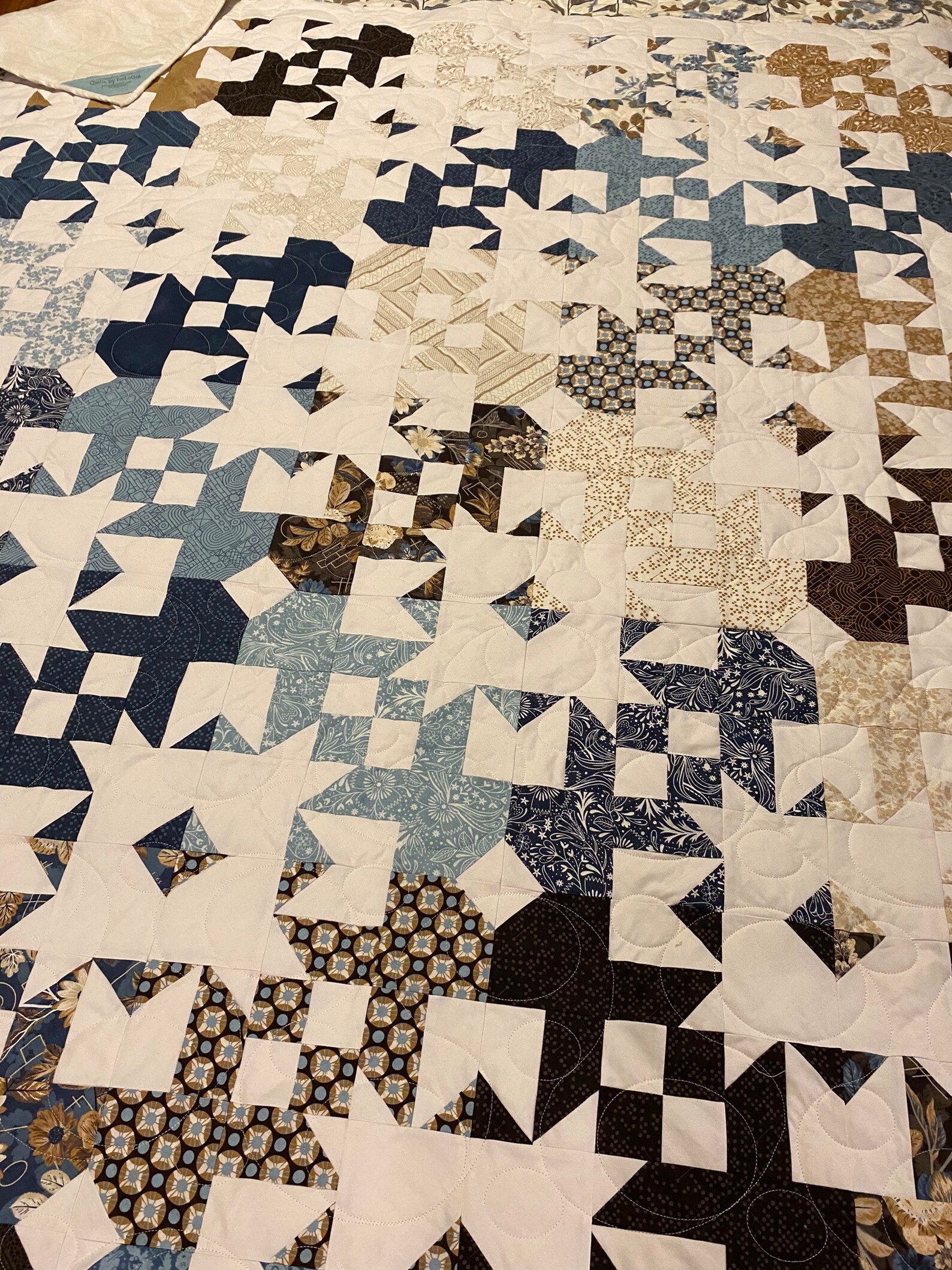 Queen Blue and Cream Quilt Made in USA Etsy