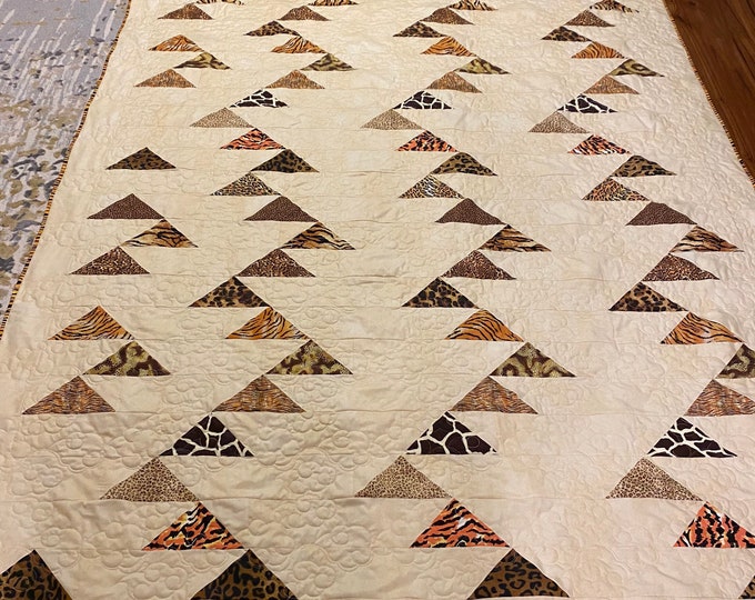 Flying Geese in Animal Prints Double Size Quilt