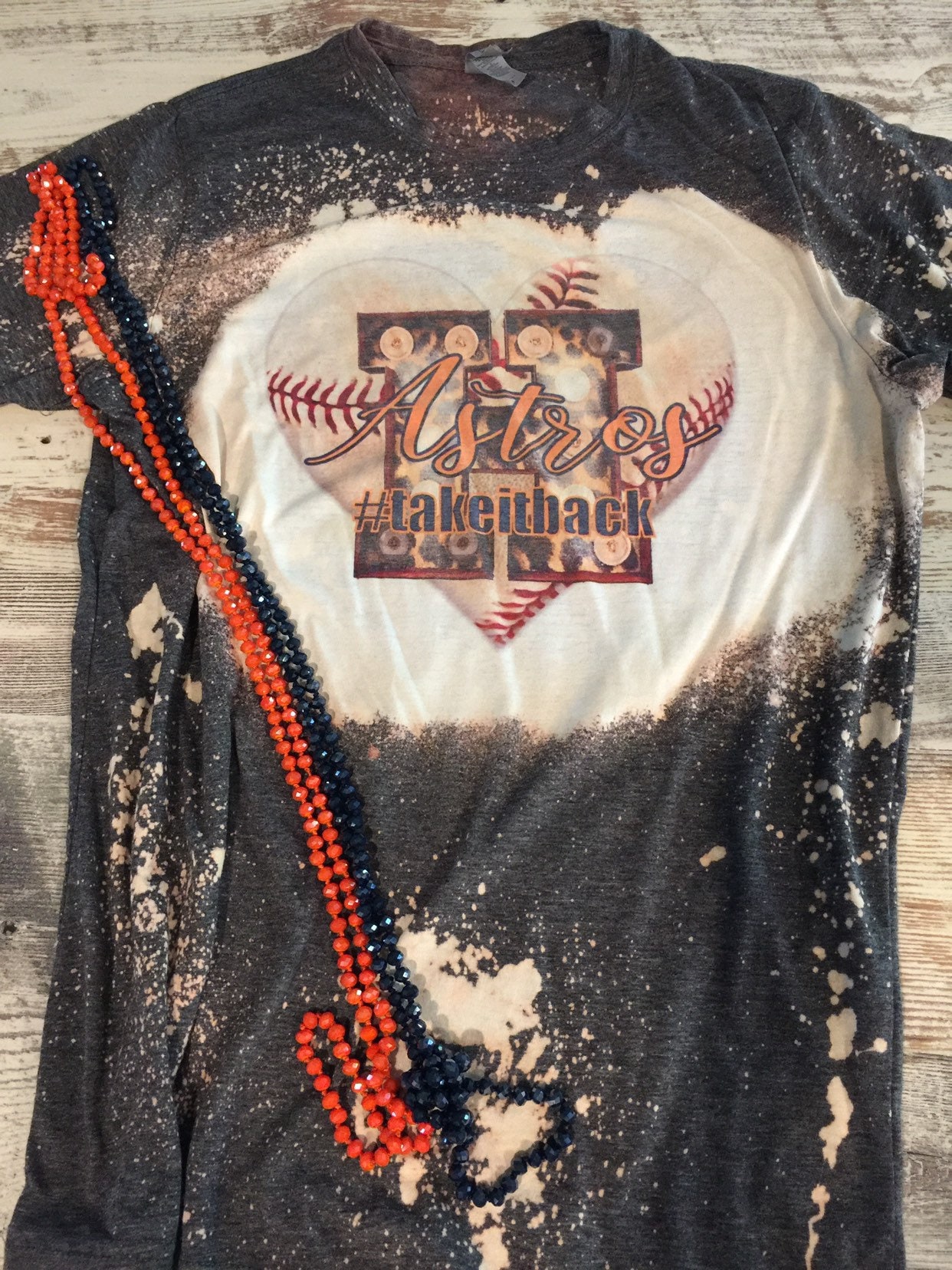 Houston Astros Shirt - Bleached Baseball Crewneck Unisex Hoodie