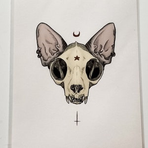 Punk Sphynx Skull A4 Print