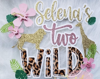 Two Wild Cake topper, Safari cake topper, Safari Birthday theme, Personalized Safari Cake topper, Baby Shower Safari cake topper