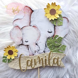 Baby and Mommy elephant, elephant cake topper, cute elephant, baby shower elephant, baby shower cake topper