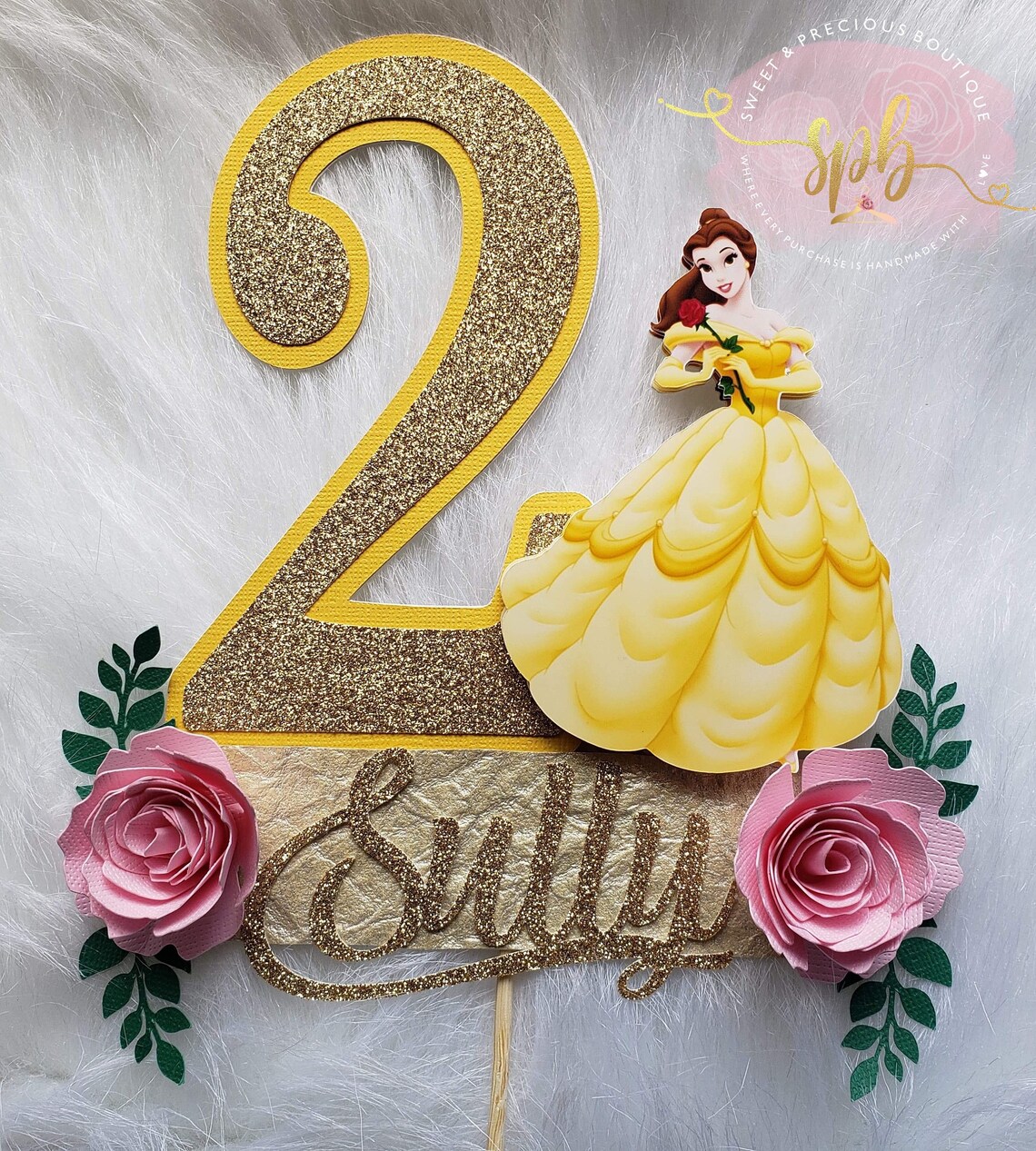 Princess Belle Personalized Cake Topper Beauty and the Beast - Etsy