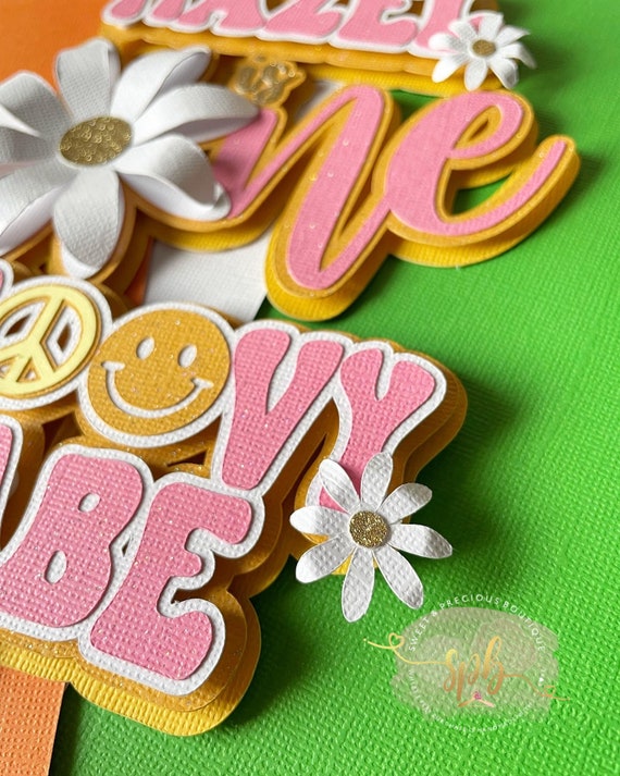One Groovy cake topper, One Groovy Babe cake topper, first birthday cake topper, retro birthday cake topper, hippie party decor