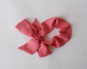 Coral Crepe Chiffon Skinny Scarf: 36.5"x1.75", Polyester Neckerchief, Choker, Headband