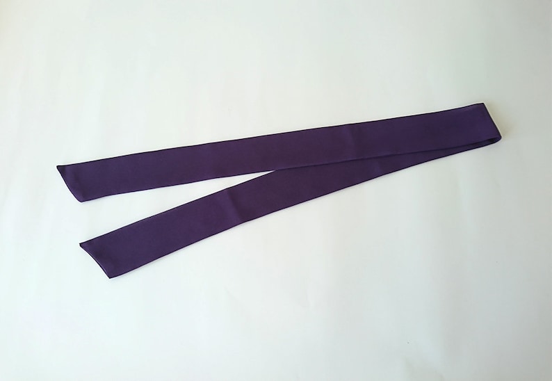 Purple Mini Skinny Scarf, 36.5x1.75, Ultra Violet Womens Neckerchief, Crepe Chiffon Neck Tie, Choker, Thin Scarf, Spring Summer, For Her image 6