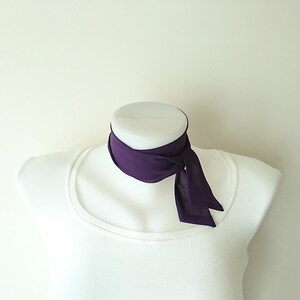 Purple Mini Skinny Scarf, 36.5x1.75, Ultra Violet Womens Neckerchief, Crepe Chiffon Neck Tie, Choker, Thin Scarf, Spring Summer, For Her image 3