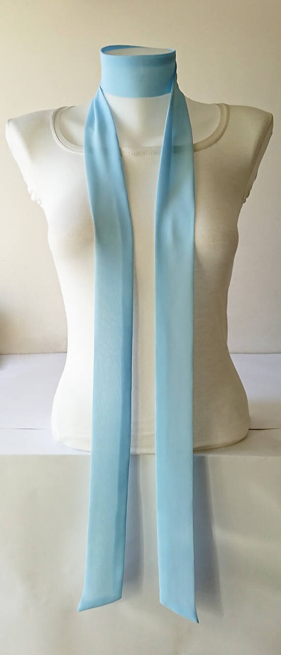 Light Blue Skinny Scarf 80x2 Long Thin Scarf Etsy