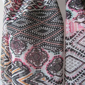 Aztec Scarf Boho Infinity Scarf Tribal Print Chiffon Scarf - Etsy