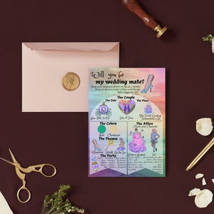 Cartão de festa de casamento de conto de fadas - Convite e informações para sua equipe I Do - LGBTQ2IA+ Polyamorous Positive