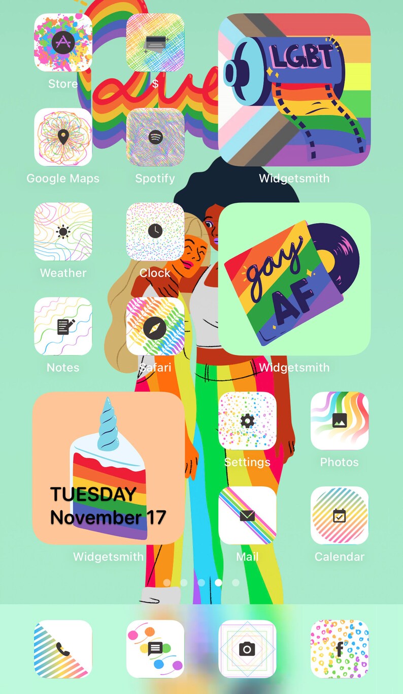 Rainbow Pride iPhone Icon Pack iOS 14 | Etsy