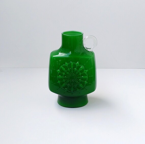 Vintage C1960 Italian Vase in Green Opaline Glass With Etsy
