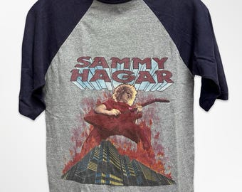 Camiseta raglán vintage de Sammy Hagar The Red Rocker de 1983, gira de conciertos Burning States, talla pequeña