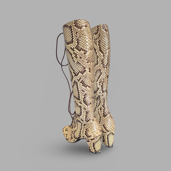 Rare 1960s Knee High Python Snakeskin Leather Gog… - image 4