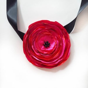 Pink Fabric Flower Choker Necklace, Hypoallergenic, Burlesque Fashion image 9