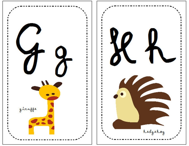 Cursive alphabet wall cards flashcards classroom elementary etsy