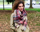 Plaid Scarf Women Warm Large Plaid Scarf Winter Plaid Scarf Fall Plaid Scarf Blanket Plaid Scarf Stylish Plaid Scarf