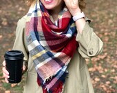 Plaid Scarf, Woman Scarf, Flannel Scarf, Winter Fall Scarf, Blanket Scarf, Warm Scarf, Tartan Scarf, Gift for Her, Stylish Fashionable Wrap