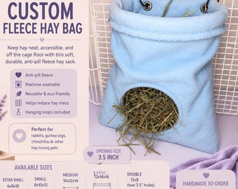 Custom Fleece Hay Bag for Rabbits, Guinea Pigs & Chinchillas | Handmade Hanging Hay Feeder | Anti-Pill Fleece Hay Sack