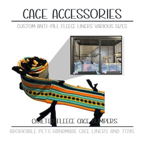 Anti Pill Fleece Cage Bumpers for Small Animals Side Guards with Ties Keep floor Clean and Pets Safe and Comfortable