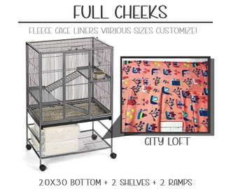 Full Cheeks City Loft Cage liners, Fleece cage liner set for cage 20x30