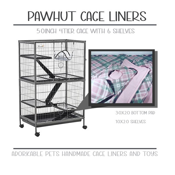 PawHut 50” 4 Tier Small Animal Pet Cage fleece liners