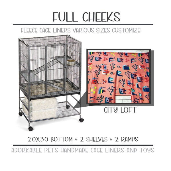 Full Cheeks City Loft Cage liners, Fleece cage liner set for cage 20x30