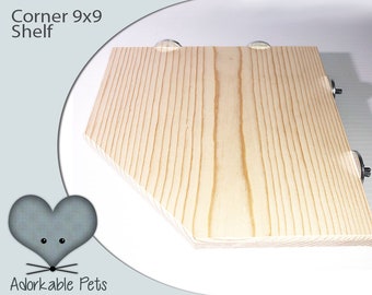 Kiln Dried Pine Corner Ledge: Chinchilla, Ferret, Rat, Degu Cage Shelf (9x9)