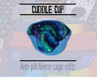 Fleece Cuddle Cup Pet Bed: Small Animal Nest with Pillow