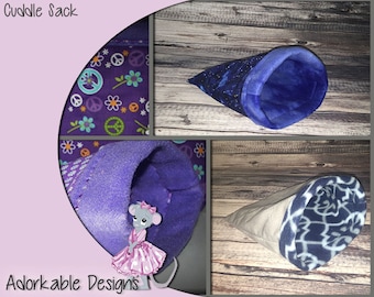 Cuddle Sack for pets! Small animal anti-pill fleece hide-out for your pet rats, chinchilla, ferret , sugar glider, hedgehog, degu, squirrel