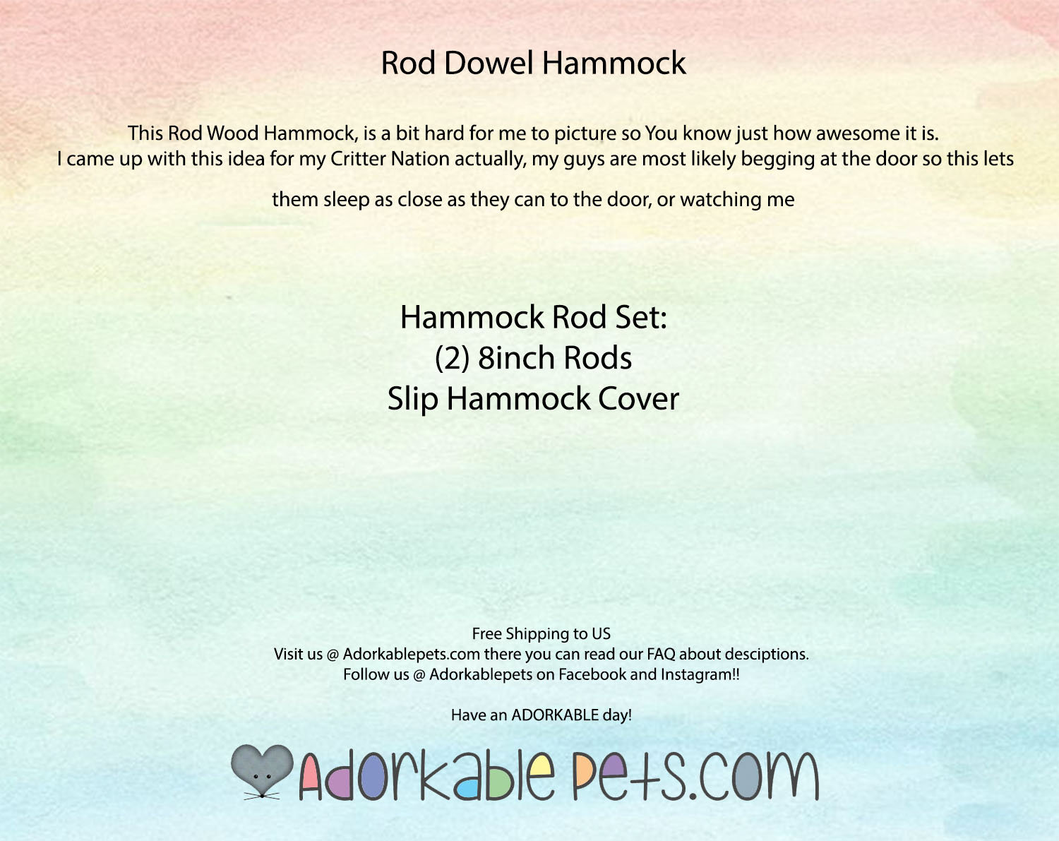 Small Animal Hammock Free Stand Rod, Rat Cage Accessory