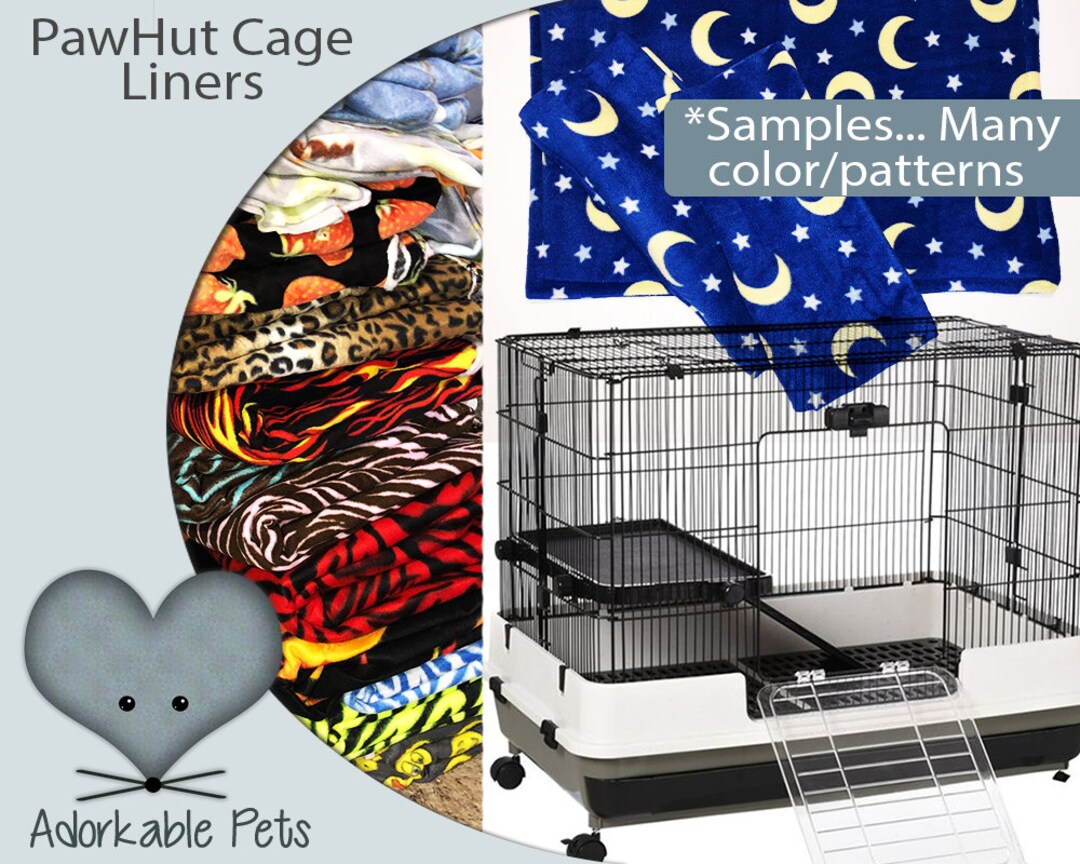 Cage Liners pawhut Small Animal Indoor Cage With Wheels Fleece Liners