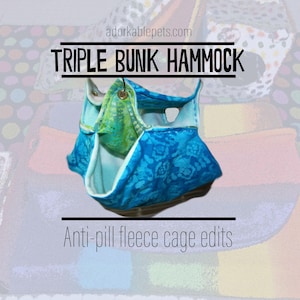 Triple Layer Fleece Hammock for Rats, Ferrets, and Small Pets, Cozy Bed, Custom, made to order