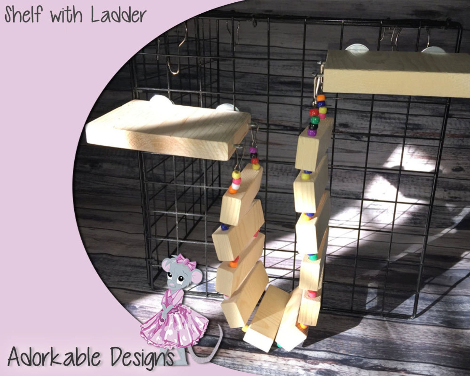 Wood Shelf Rat Toy Wood Shelf With Ladder Rat Toy Rat Etsy