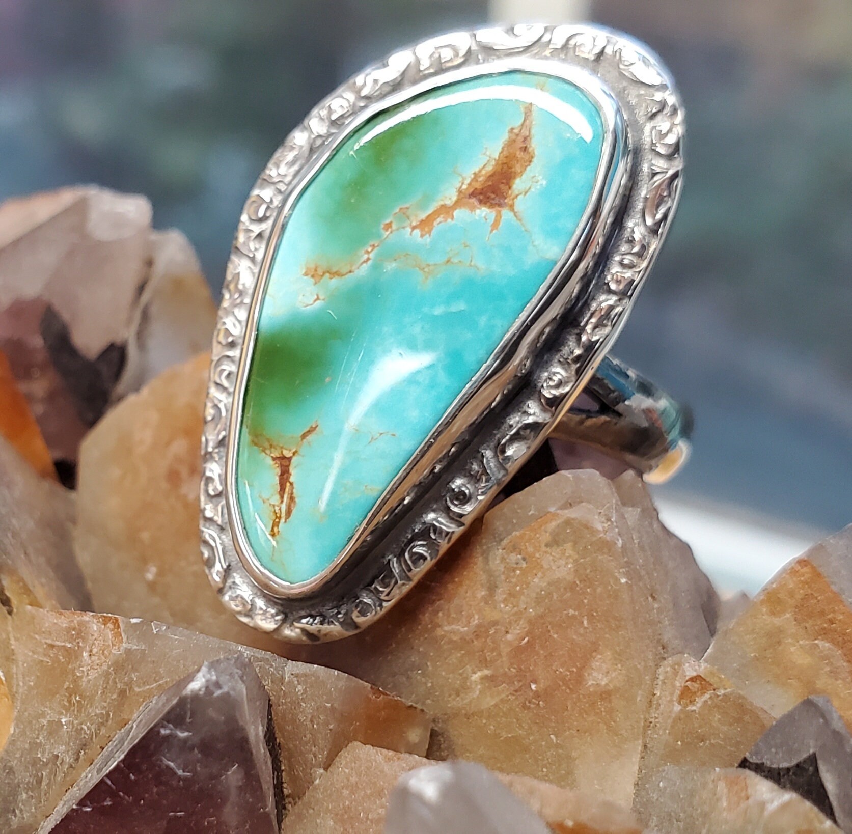 Royston Turquoise ring size 10 hand crafted.  R28