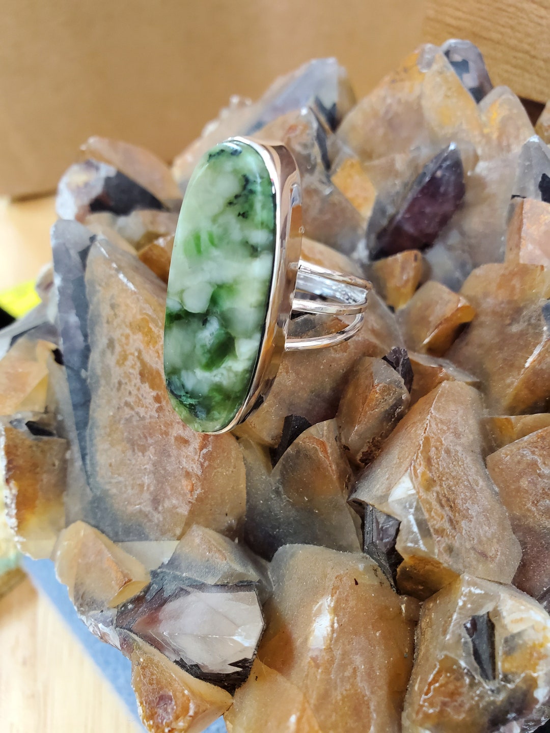 Jade/ Sterling Silver Ring Size 9.25. R9 - Etsy