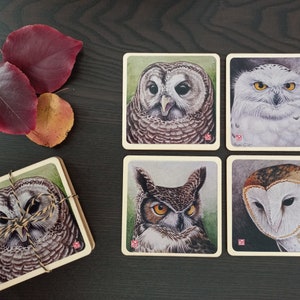 Wood Coaster Sets A - Owls