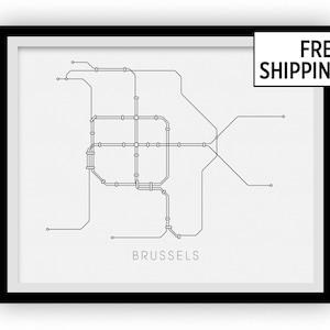 Bruxelles métro carte Estampe - affiche de plan du métro de Bruxelles