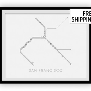 San Francisco Subway Map Print - San Francisco BART Map Poster
