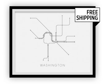 Washington Subway Map Print - Washington Metro Map Poster