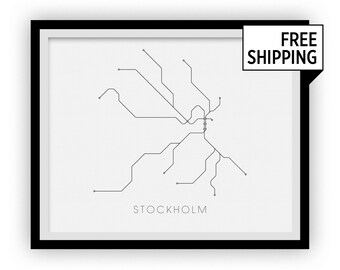 Stockholmer U-Bahn Karte Drucken - Stockholm Metro Karte Poster