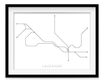 Lausanne Subway Map Print - Lausanne Metro Map Poster