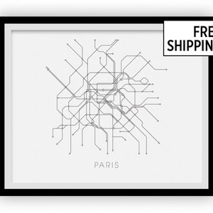 Paris Subway Map Print Paris Metro Map Poster image 1