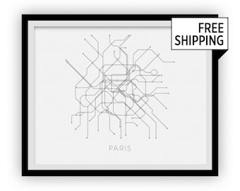 Paris Subway Map Print - Paris Metro Map Poster