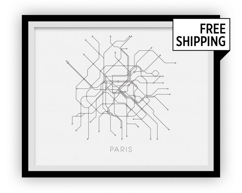 Paris Subway Map Print Paris Metro Map Poster image 1